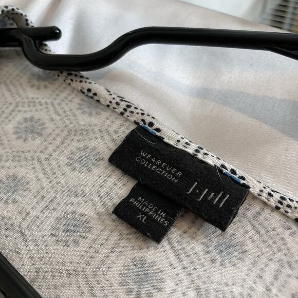 J Jill Wearever Women's Gray Geometric Print Short Sleeve Top Size XL Lagenlook - Picture 5 of 11